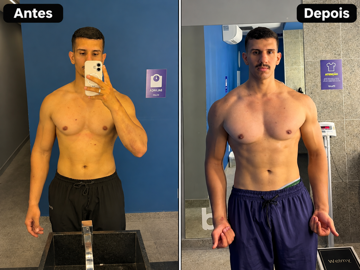 Transformação de Henrique Bueno — comparativo antes e depois 1