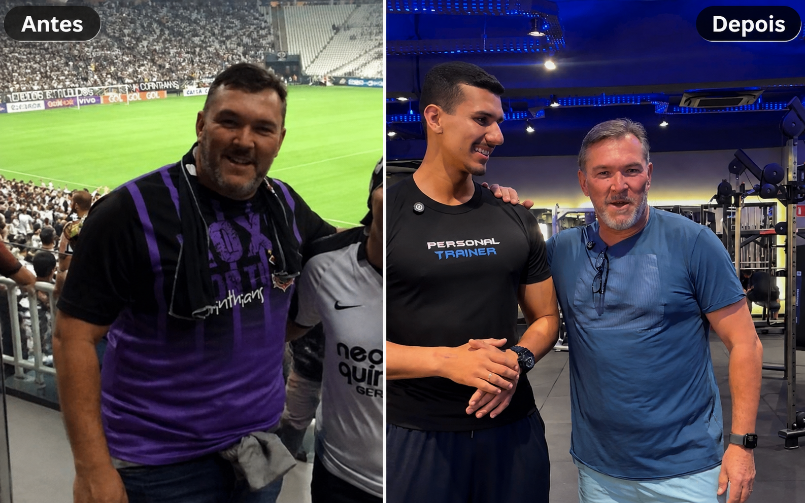 Comparativo antes e depois de aluno